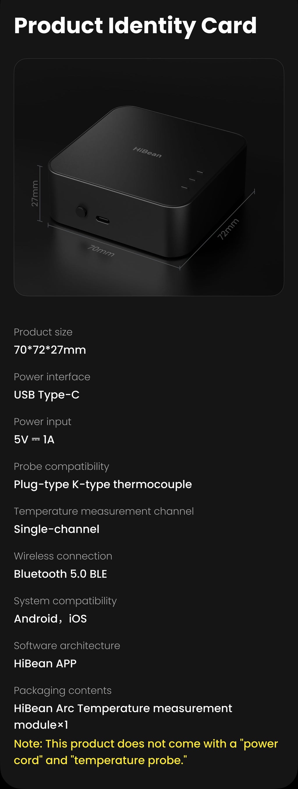 HiBean Arc K-type thermocouple Bluetooth temperature measurement module
