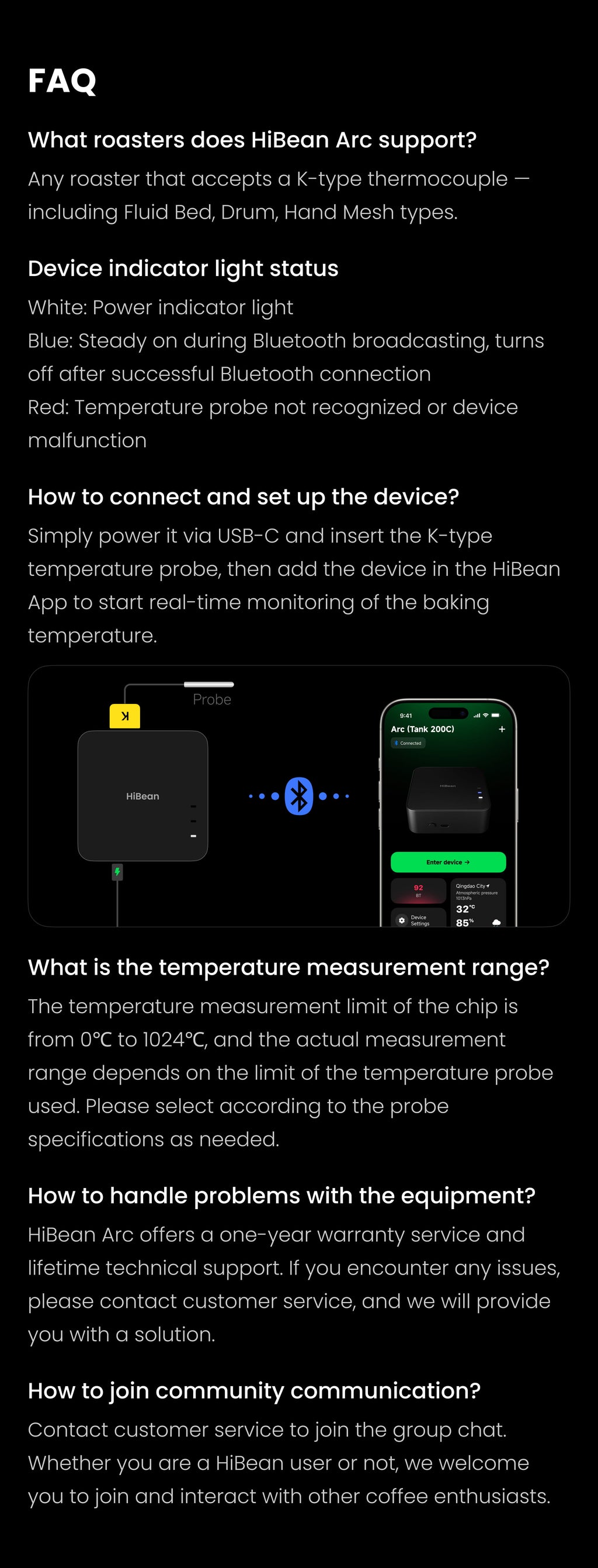 HiBean Arc K-type thermocouple Bluetooth temperature measurement module