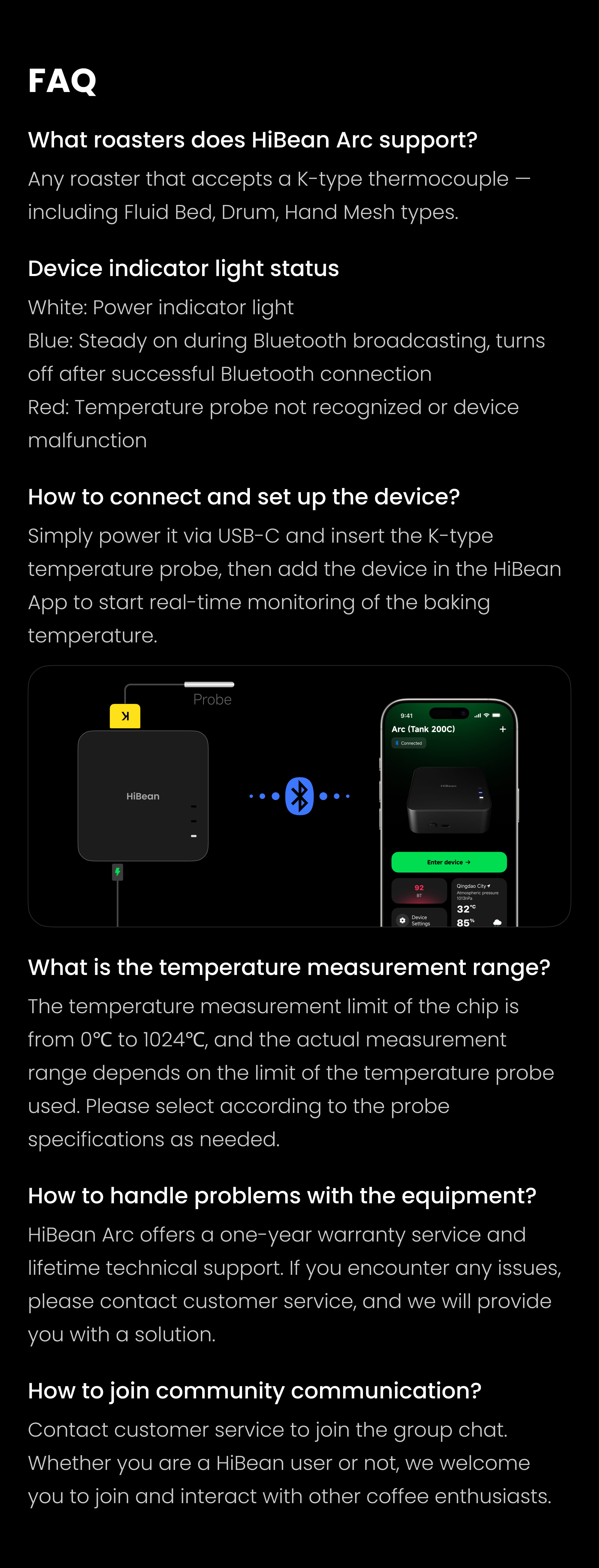 HiBean Arc K-type thermocouple Bluetooth temperature measurement module